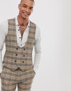 Twisted Tailor Super Skinny Suit Vest In Heritage Check - Tan