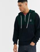 Jack & Jones Originals Borg Half Zip Color Block Hoodie Sweater In Green