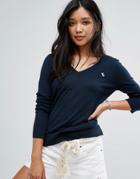 Abercrombie & Fitch Classic Knit V-neck Sweater - Navy