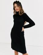 Qed London Cowl Neck Sweater Dress In Black