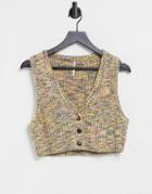 Free People Crop Knitted Button Up Tank-multi