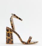 Raid Wide Fit Enya Leopard Print Patent Block Heeled Sandals-multi