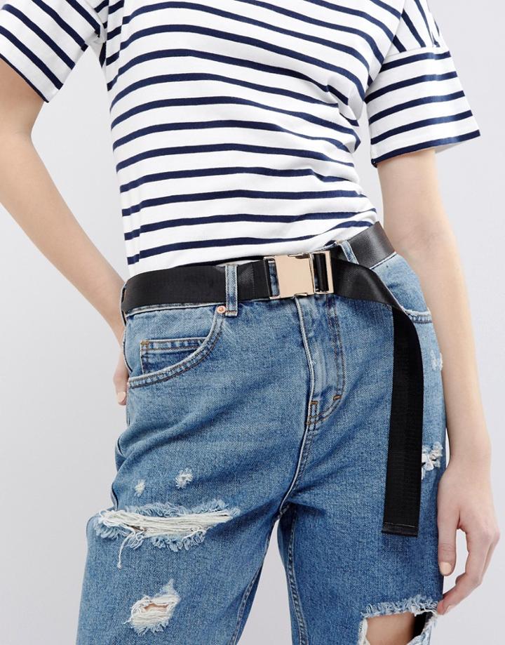 Asos Seat Belt Buckle Belt - Black