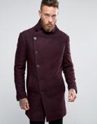 Religion Overcoat With Asymmetric Buttons - Red