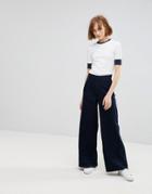 Waven Nella Wide Flared Jeans With Open Hem - Navy