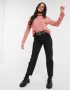Brave Soul Zinnah Slouchy Rollneck Sweater In Pink