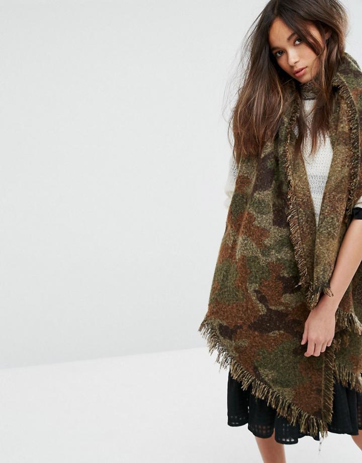 Seint Camo Print Scarf - Green