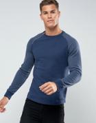 Troy Raglan Curved Hem Sweatshirt - Navy