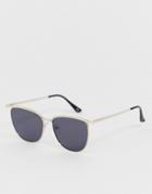 Asos Design Retro Sunglasses With Gold Frame And Black Lenses