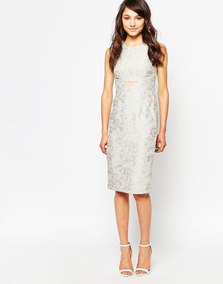 Traffic People Peekaboo Dress In Damask Jacquard - Smoke Gray