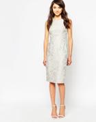 Traffic People Peekaboo Dress In Damask Jacquard - Smoke Gray