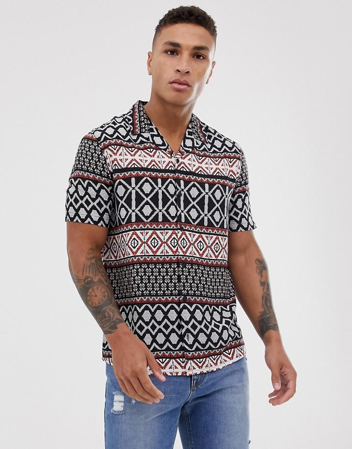 New Look Shirt In Abstract Print - Black
