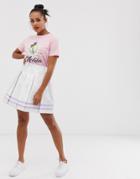Daisy Street Mini Tennis Skirt In Pastel Stripe - White