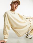 Asos Design Oversized Sweatshirt In Washed Beige With Seam Detail - Part Of A Set-neutral