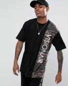Visionair T-shirt In Black With Camo Panel - Black