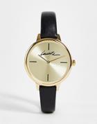 Lacoste Signature Watch In Black And Gold