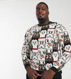 Asos Design Plus Christmas Sweater In All Over Design-black