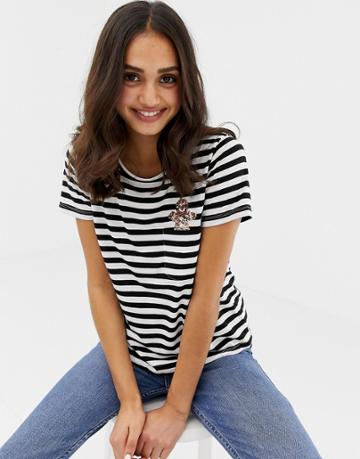 Sugar Dust Christmas Gingerbread Man Striped T-shirt - Black