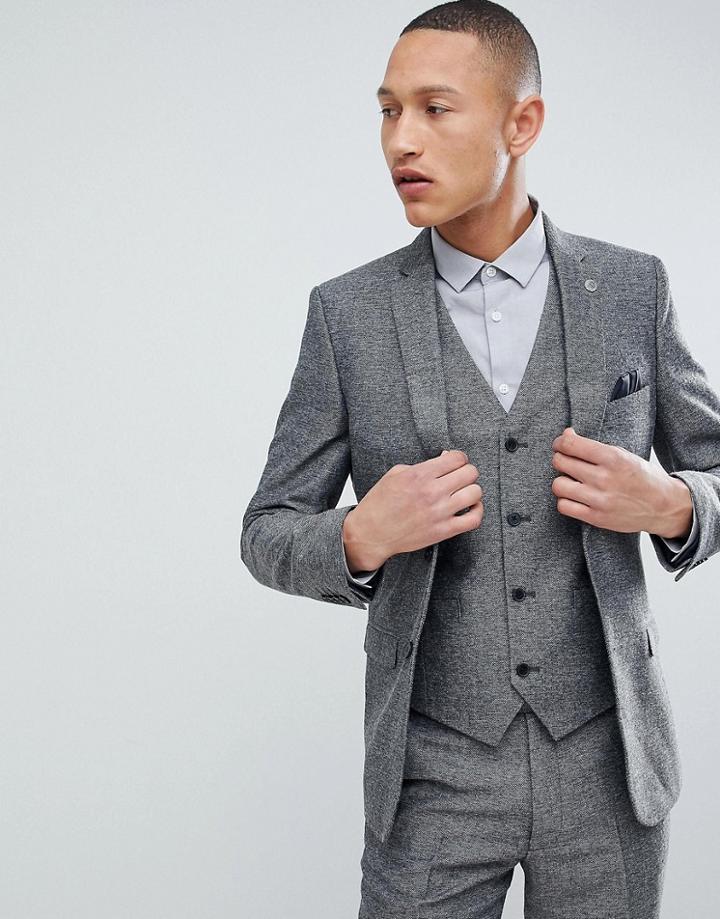French Connection Slim Fit Gray Herringbone Suit Jacket
