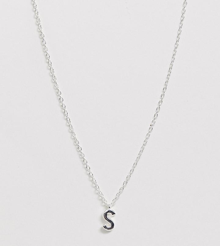 Designb London Sterling Silver S Initial Necklace - Silver