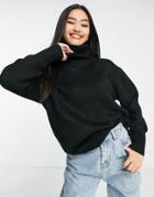 New Look Deep Hem Roll Neck Sweater In Black