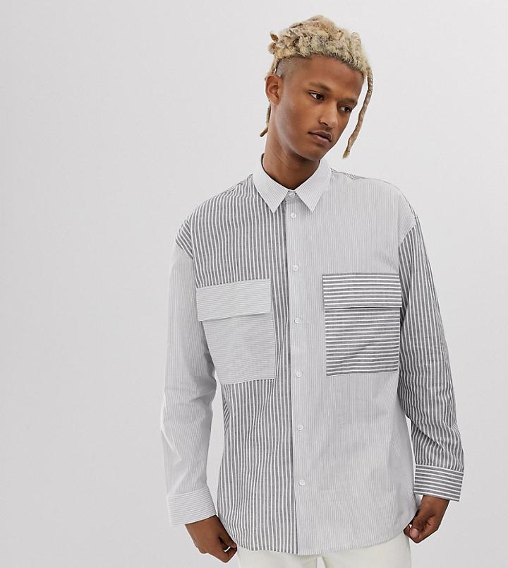 Noak Shirt In Cut And Sew Stripe In Black And White - Black