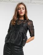 Vero Moda Organza Smock Top In Black