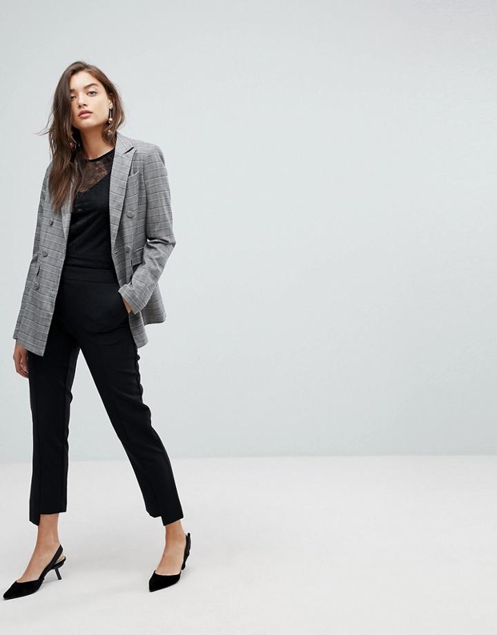 Warehouse Step Hem Tailored Pants - Black