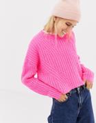 Stradivarius Crew Neck Neon Sweater - Pink