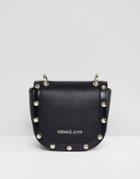 Versace Jeans Crossbody Studded Saddle Bag - Black