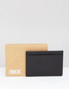 Asos Leather Card Holder With Saffiano Emboss - Black