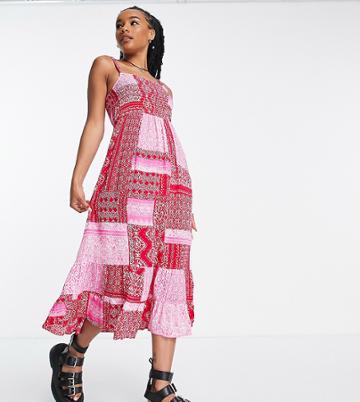 Violet Romance Petite Midi Dress In Patchwork Floral Print-multi