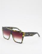 Quay Square Sunglasses In Faded Camo-brown