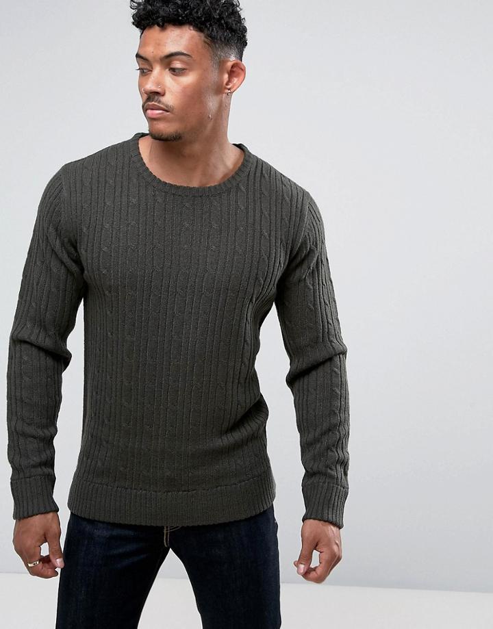 Brave Soul All Over Mini Cable Sweater - Green