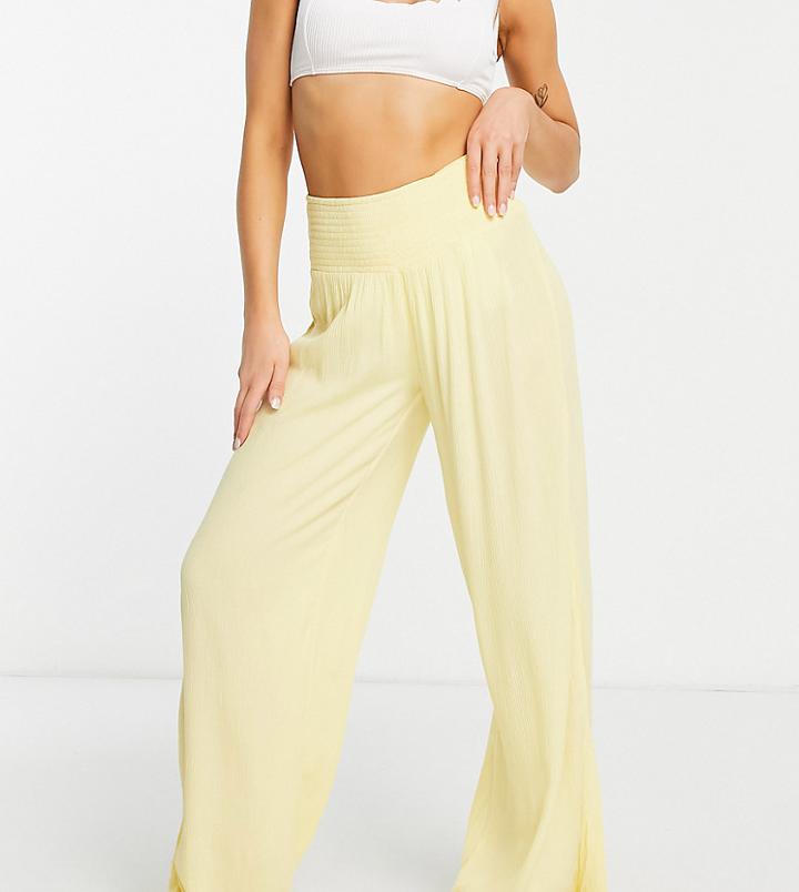 Vero Moda Exclusive Beach Pants In Lemon-yellow