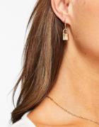 Monki Emily Padlock Hoop Earrings In Gold