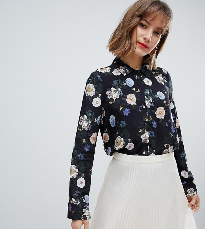 Mango Dark Floral Base Blouse In Black-multi