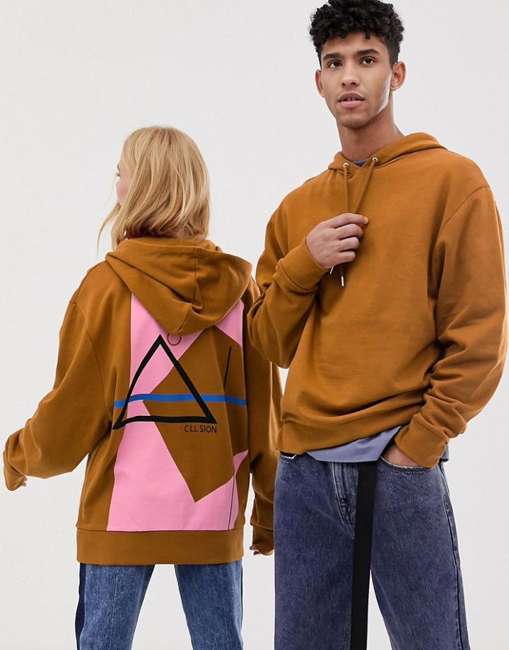 Collusion Unisex Back Print Hoodie - Gray