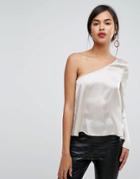 Ivyrevel One Sleeved Satin Top - Beige