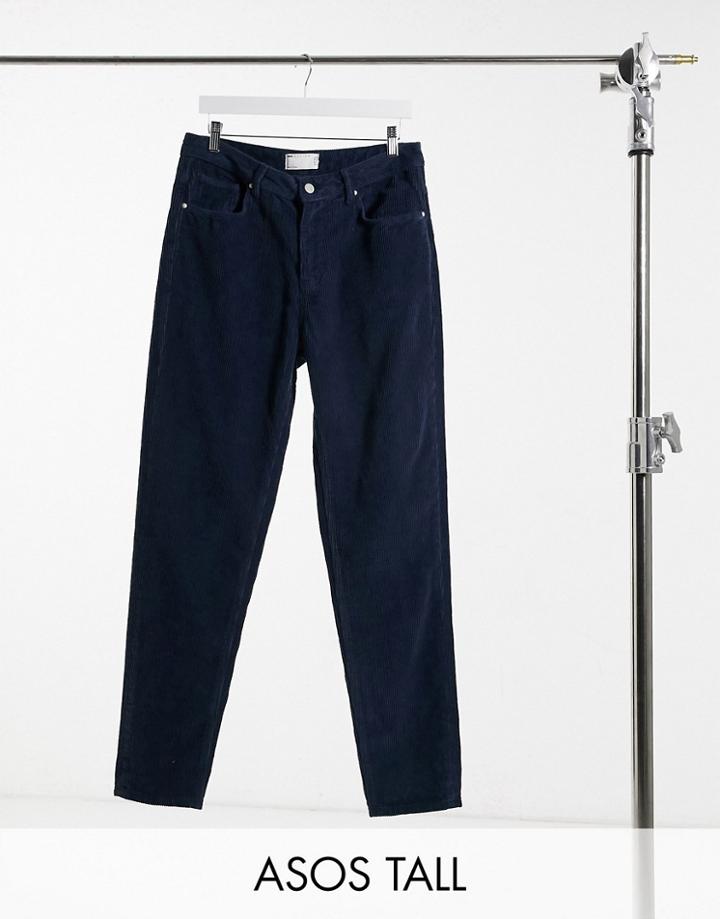 Asos Design Tall Classic Rigid Corduroy Jeans In Navy