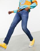 Asos Design 'responsible Edit' Superskinny Jeans In Mid Wash Blue