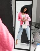 River Island Boucle Button Front Blazer In Bright Pink - Part Of A Set