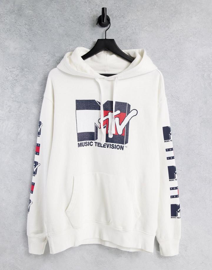 Tommy Jeans X Mtv Unisex Hoodie In White