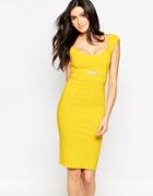 Vesper Sienna Midi Dress With Keyhole Cut-out - Yellow