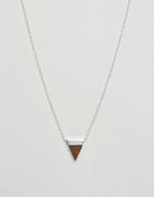 Designb London Brown Triangle Pendant Necklace In Silver - Silver