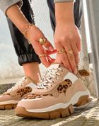 Na-kd Leopard Mix Sneakers In Beige With Contrast Sole-neutral