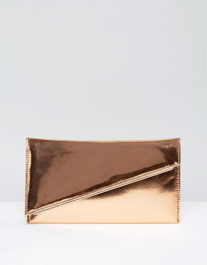 Asos Metallic Slanted Bar Clutch Bag - Copper