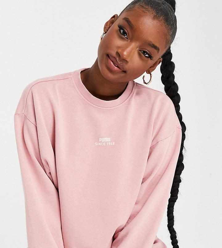 Puma Washed Sweatshirt In Powder Pink