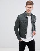 River Island Muscle Fit Denim Jacket In Green Wash - Green