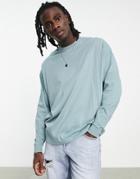 Asos Design Oversized Long Sleeve T-shirt In Washed Blue